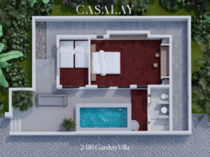 Floor plan of the 2-bedroom garden villa at Casalay Puerto Galera