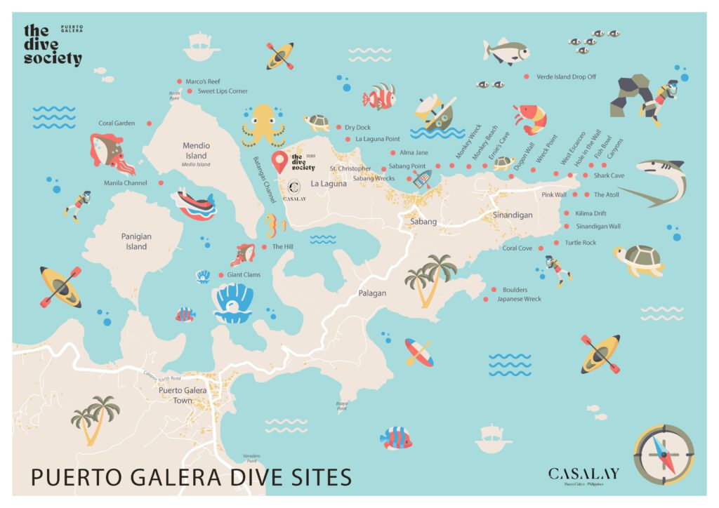 Puerto Galera dive site map