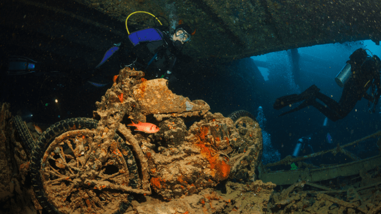 Motorbike inside the hold of the SS Thistlegorm